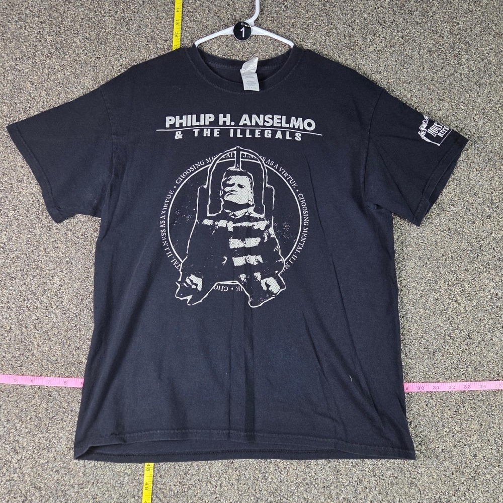 Gildan Philip H. Anselmo & The Illegals T-Shirt Mens Large Black Band Tee